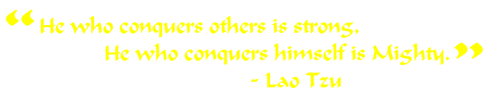 He who conquers others is strong, He who conquers himself is Mighty. - Lao Tzu